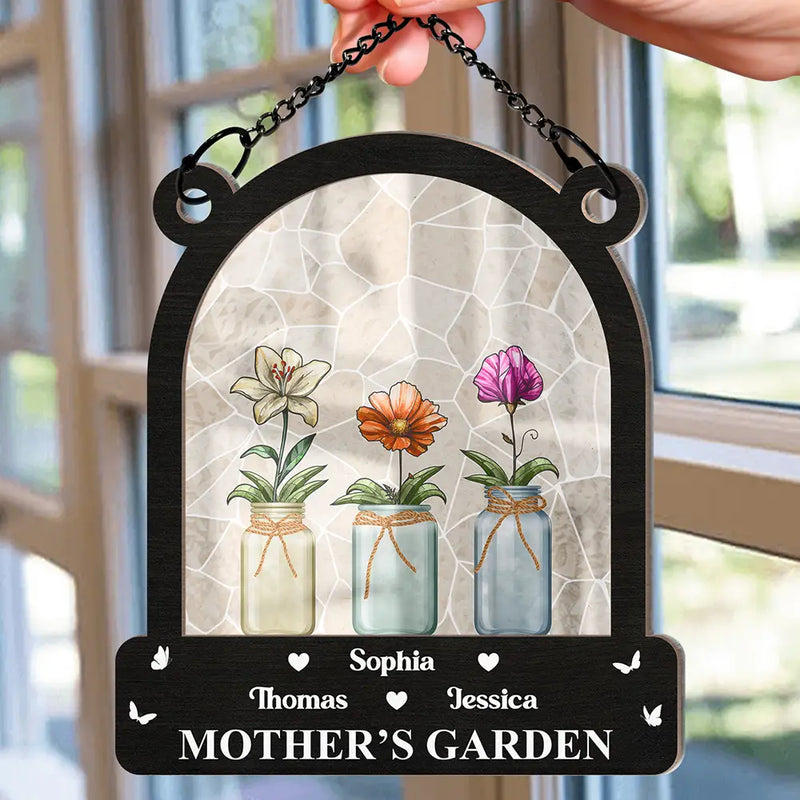 Birth Month Flower Blooming In Her Garden - Personalized Window Hanging Suncatcher Ornament