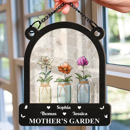 Birth Month Flower Blooming In Her Garden - Personalized Window Hanging Suncatcher Ornament