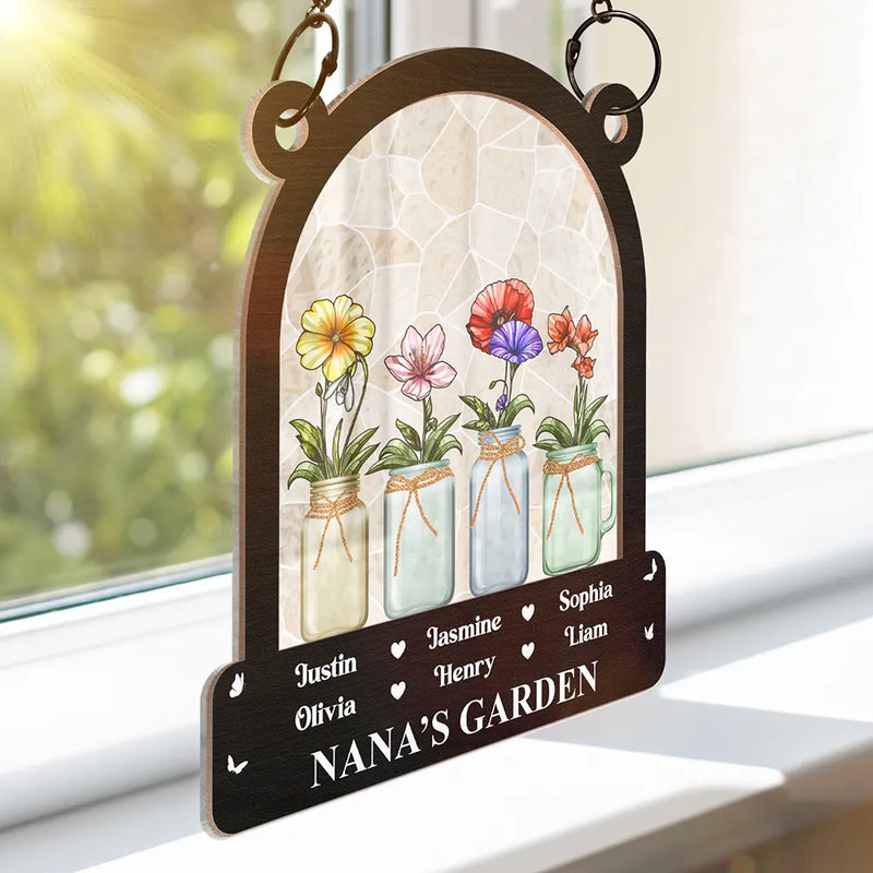 Birth Month Flower Blooming In Her Garden - Personalized Window Hanging Suncatcher Ornament