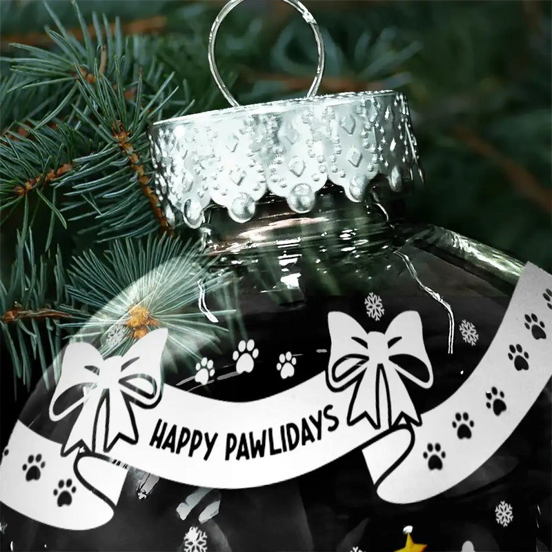 Christmas Dog With Bowknots - Personalized Ball Ornament