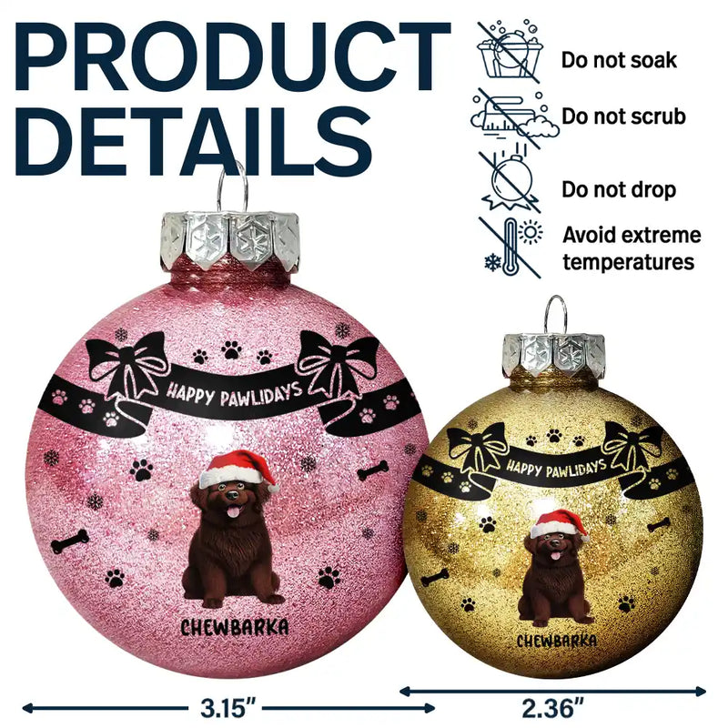 Christmas Dog With Bowknots - Personalized Ball Ornament