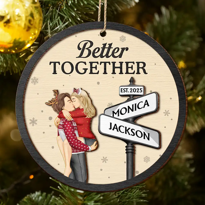 Couple Street Sign God Gave Me You Better Together - Personalized Custom Shaped Wooden Ornament
