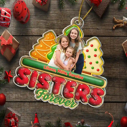 Custom Photo Besties Friends Siblings Forever - Personalized Custom Shaped Acrylic Ornament
