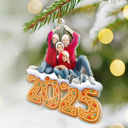 Custom Photo Christmas Family Gingerbread - Personalized Custom Shaped Acrylic Ornament