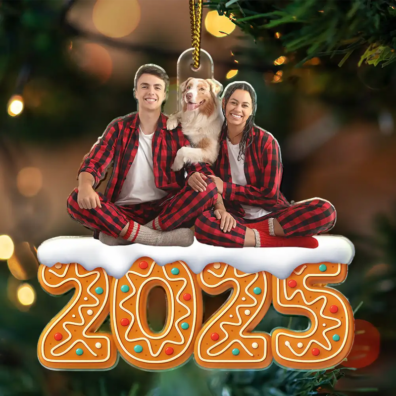 Custom Photo Christmas Family Gingerbread - Personalized Custom Shaped Acrylic Ornament
