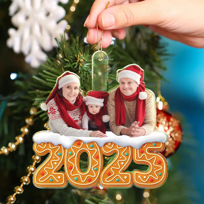 Custom Photo Christmas Family Gingerbread - Personalized Custom Shaped Acrylic Ornament