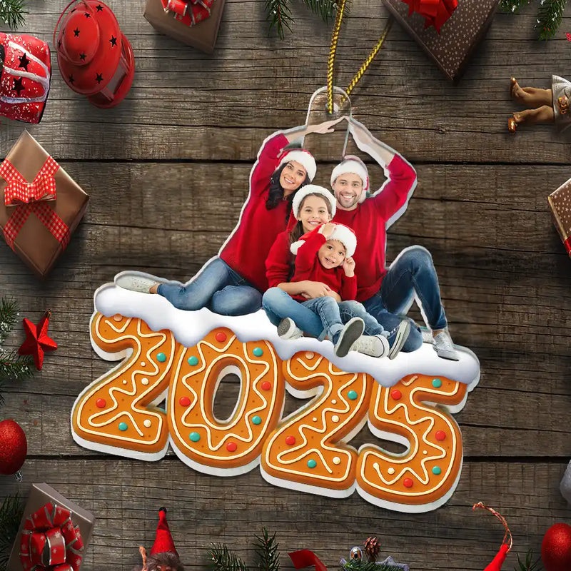 Custom Photo Christmas Family Gingerbread - Personalized Custom Shaped Acrylic Ornament