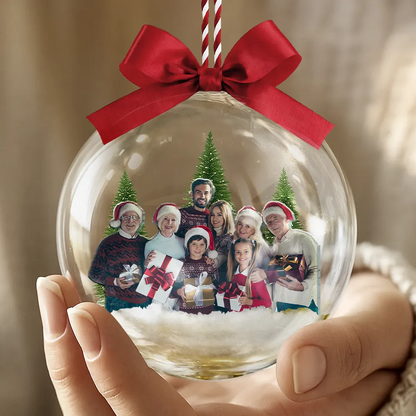 Custom Photo Family Is The Greatest Gift - Personalized 3D Acrylic Ball Ornament
