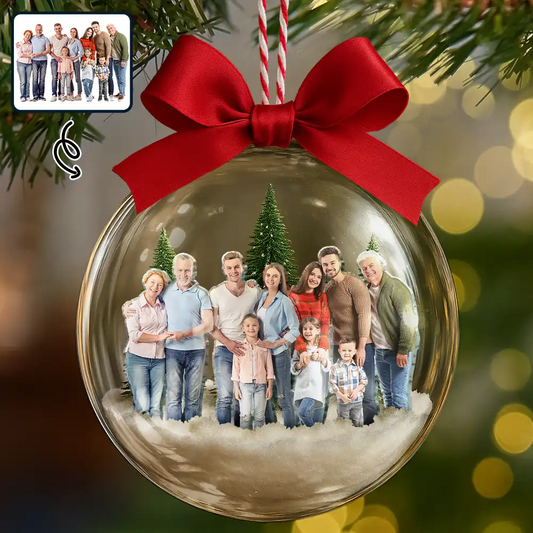 Custom Photo Family Is The Greatest Gift - Personalized 3D Acrylic Ball Ornament