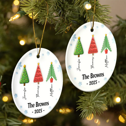 Family Christmas Tree 3D Inflated - Personalized Circle Acrylic Ornament