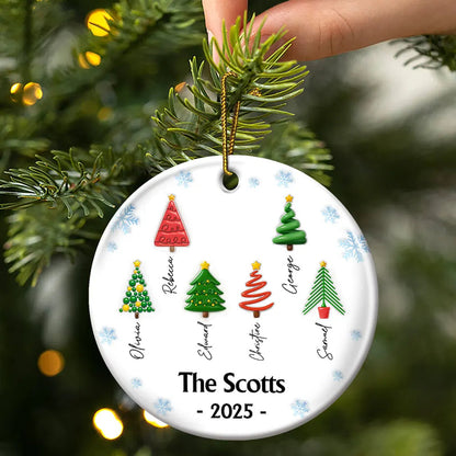 Family Christmas Tree 3D Inflated - Personalized Circle Acrylic Ornament