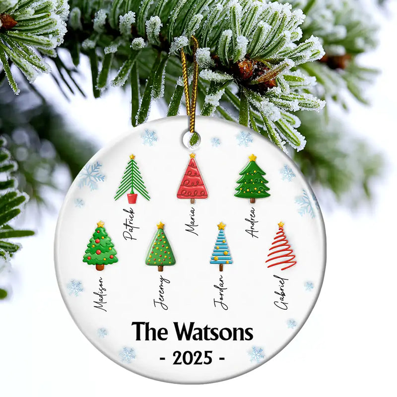 Family Christmas Tree 3D Inflated - Personalized Circle Acrylic Ornament