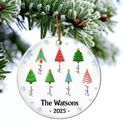Family Christmas Tree 3D Inflated - Personalized Circle Acrylic Ornament