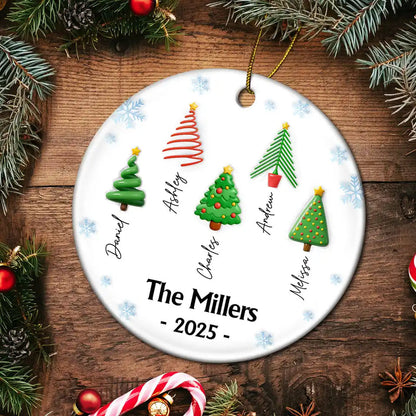 Family Christmas Tree 3D Inflated - Personalized Circle Acrylic Ornament