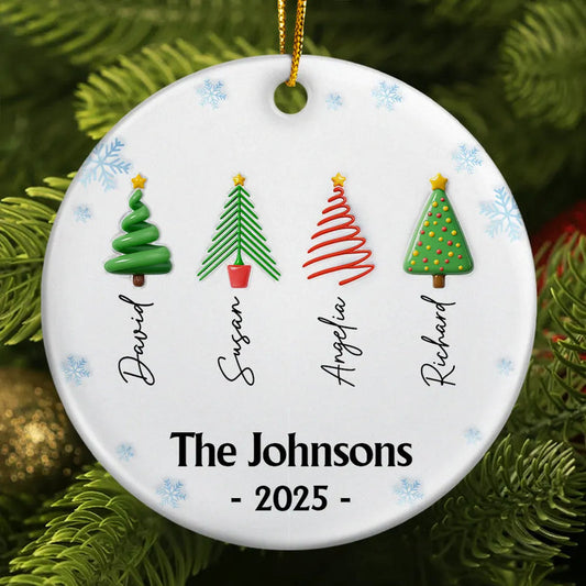 Family Christmas Tree 3D Inflated - Personalized Circle Acrylic Ornament