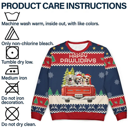 Feliz Navidog Truck Red - Personalized Unisex Ugly Sweater