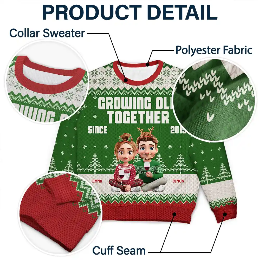 Growing Old Together Since 3D Couple - Personalized Unisex Ugly Sweater