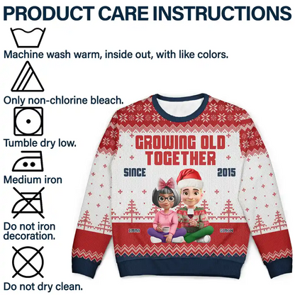 Growing Old Together Since 3D Couple - Personalized Unisex Ugly Sweater