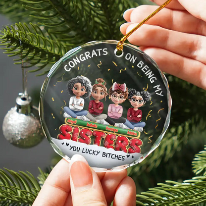 Congrats On Being My Besties Friends Siblings 3D Effect - Personalized Circle Acrylic Ornament