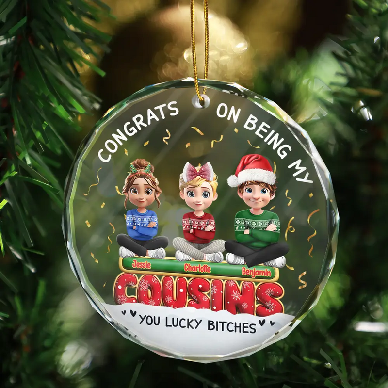 Congrats On Being My Besties Friends Siblings 3D Effect - Personalized Circle Acrylic Ornament