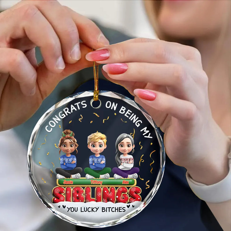 Congrats On Being My Besties Friends Siblings 3D Effect - Personalized Circle Acrylic Ornament