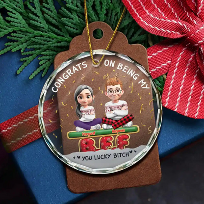 Congrats On Being My Besties Friends Siblings 3D Effect - Personalized Circle Acrylic Ornament
