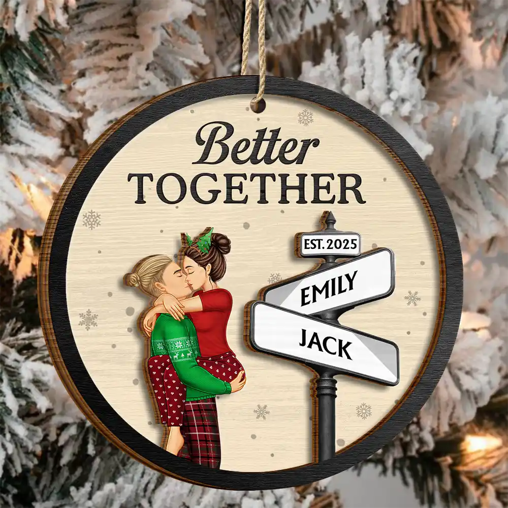 Couple Street Sign God Gave Me You Better Together - Personalized Custom Shaped Wooden Ornament