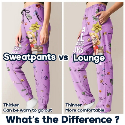 Just A Girl Who Loves Book Birth Month Flower - Personalized Sweatpants