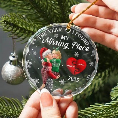 The Year I Found My Missing Piece Kissing Couples 3D - Personalized Acrylic Ornament