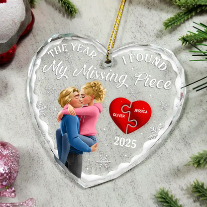 The Year I Found My Missing Piece Kissing Couples 3D - Personalized Acrylic Ornament