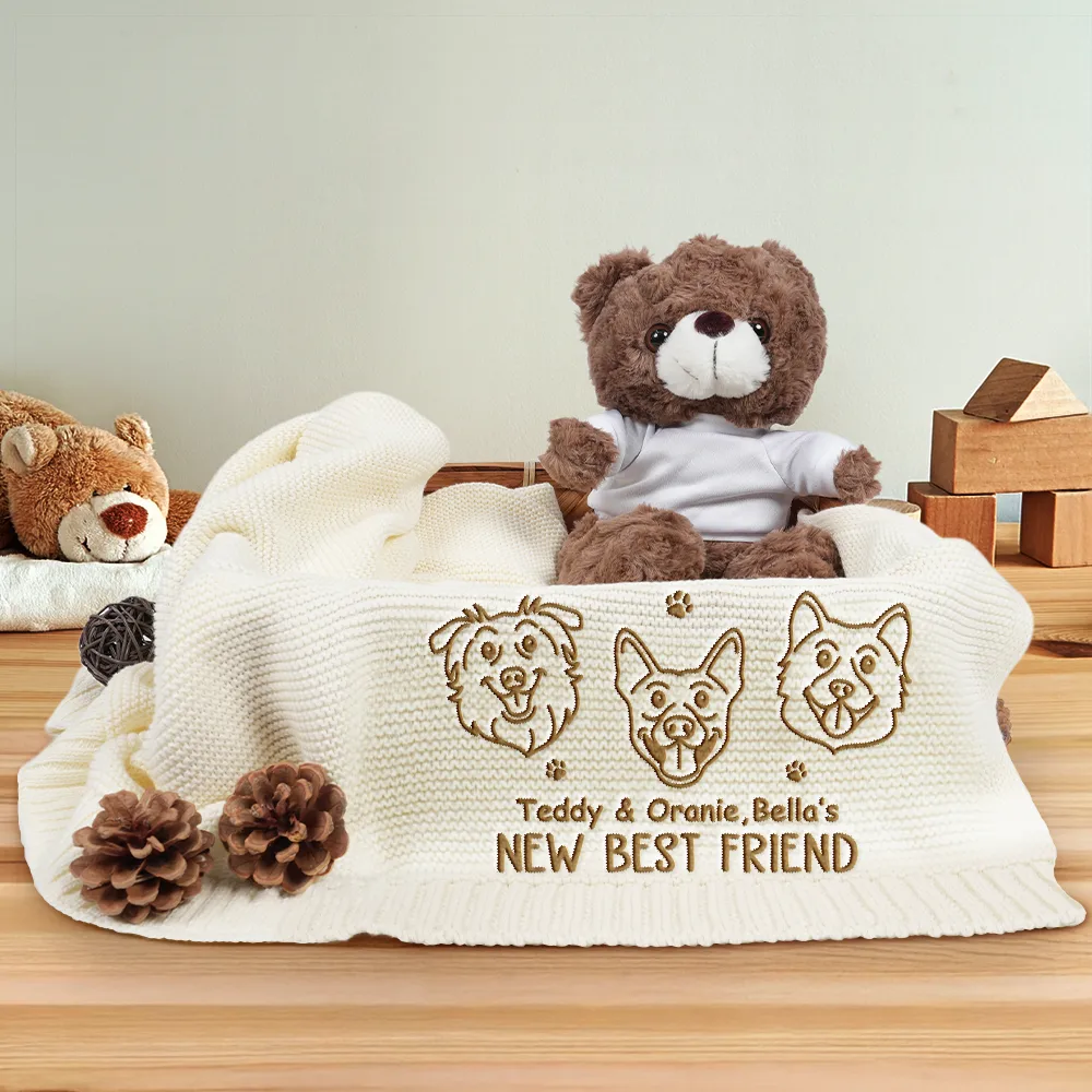 New Best Friend Baby - Personalized Embroidered Knitted Baby Blanket