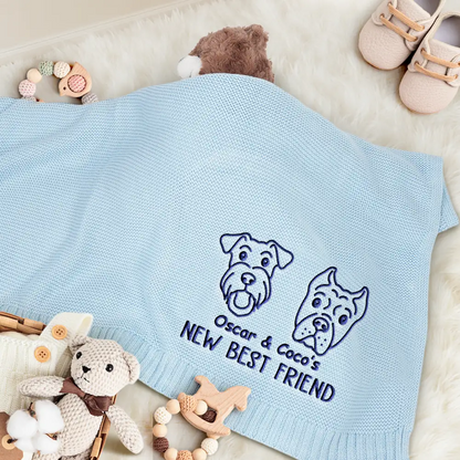 New Best Friend Baby - Personalized Embroidered Knitted Baby Blanket
