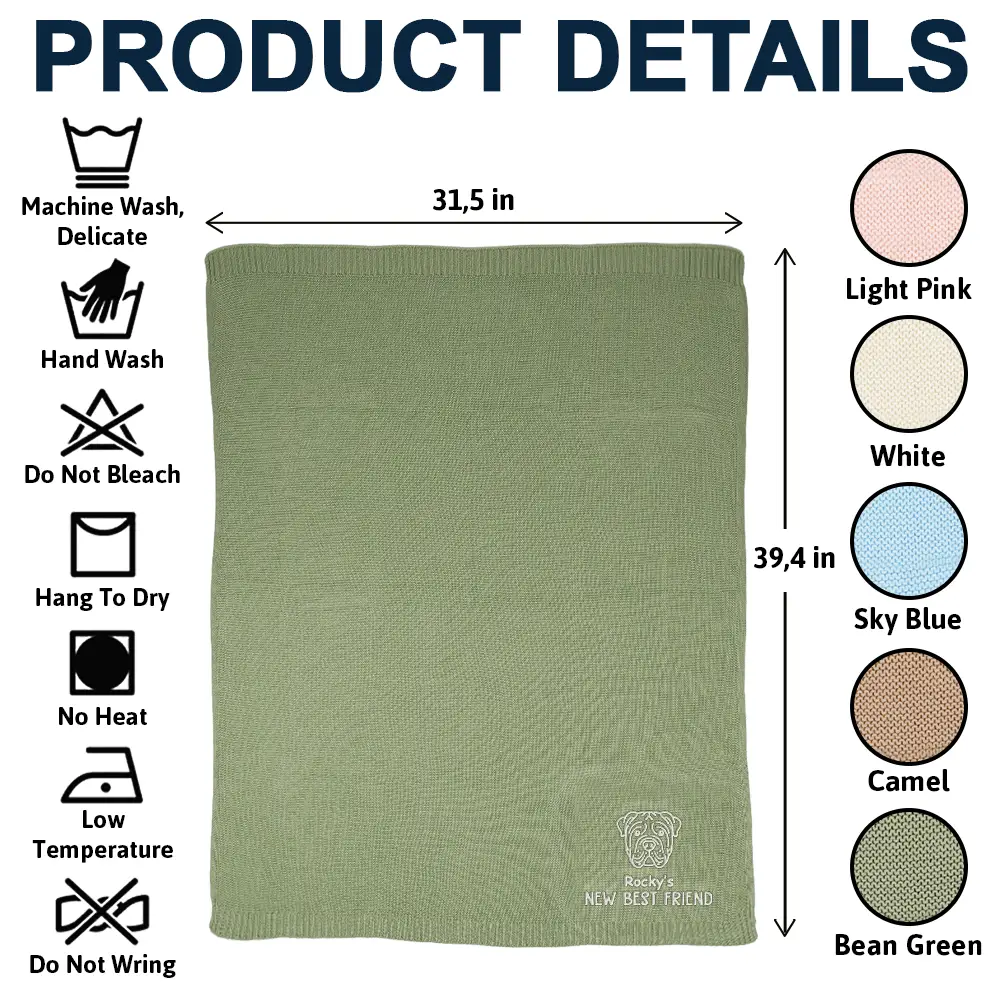 New Best Friend Baby - Personalized Embroidered Knitted Baby Blanket