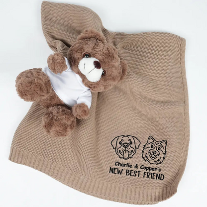 New Best Friend Baby - Personalized Embroidered Knitted Baby Blanket