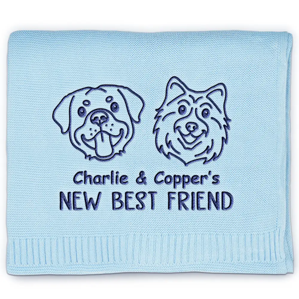 New Best Friend Baby - Personalized Embroidered Knitted Baby Blanket