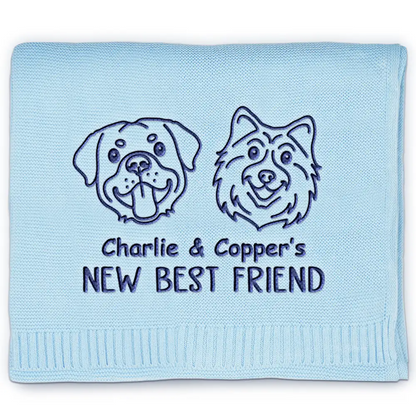 New Best Friend Baby - Personalized Embroidered Knitted Baby Blanket