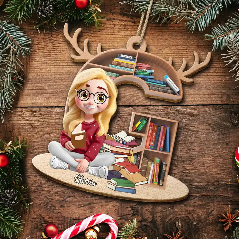Reading Girl Monogram Bookish Keepsake - Personalized Custom Acrylic Ornament