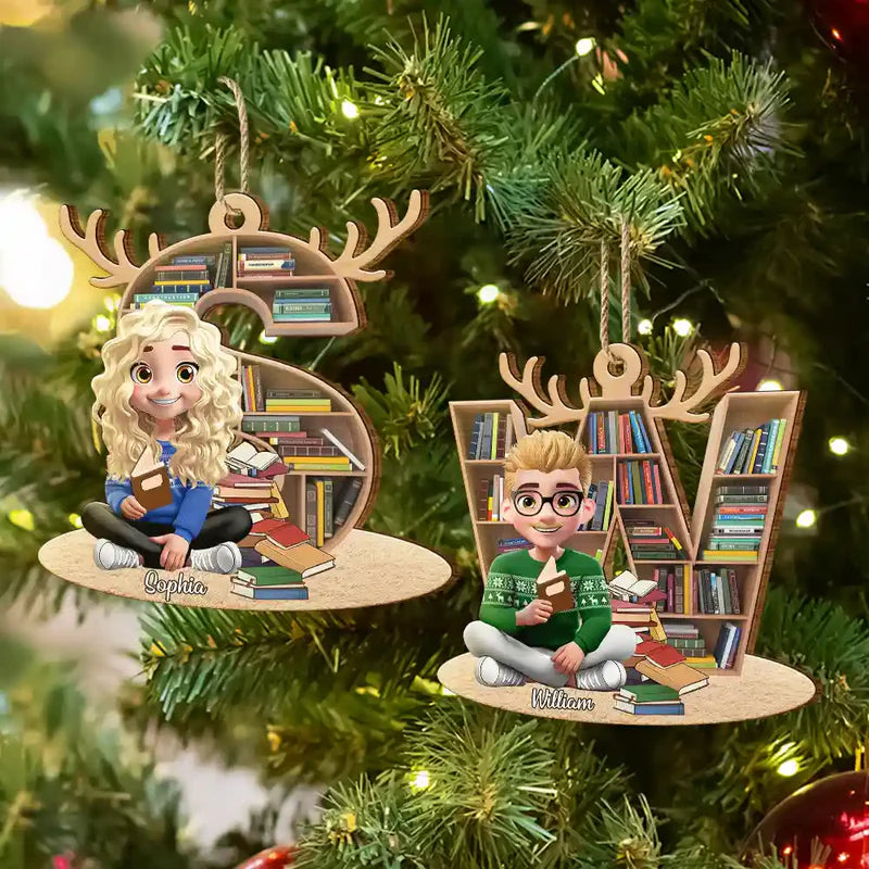 Reading Girl Monogram Bookish Keepsake - Personalized Custom Acrylic Ornament