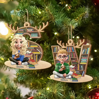 Reading Girl Monogram Bookish Keepsake - Personalized Custom Acrylic Ornament