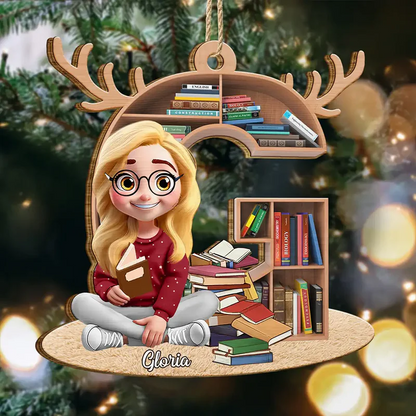 Reading Girl Monogram Bookish Keepsake - Personalized Custom Acrylic Ornament