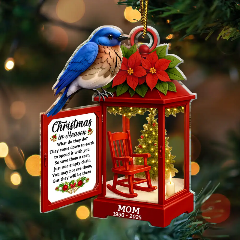 Christmas In Heaven 3D Effect Memorial Bird - Personalized Custom Shaped Acrylic Ornament