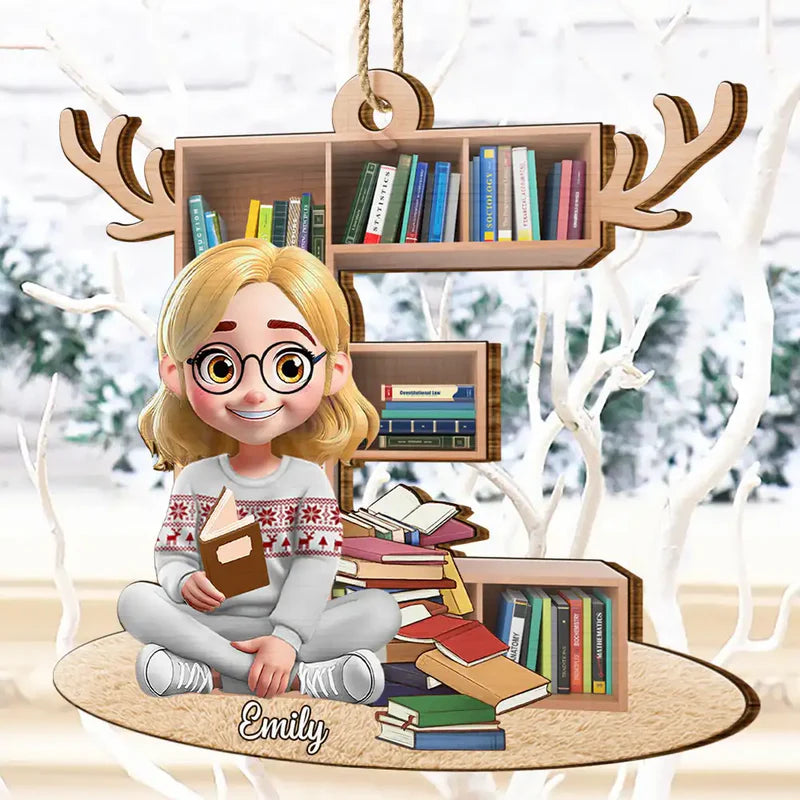 Reading Girl Monogram Bookish Keepsake - Personalized Custom Acrylic Ornament