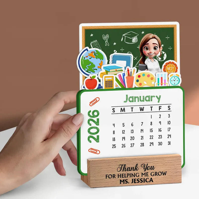 Never Forget The Difference That You Make - Personalized Calendar With Wooden Stand