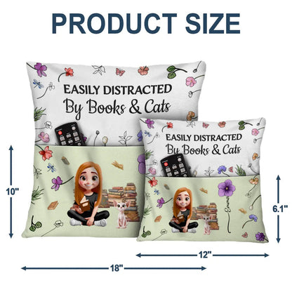 My Reading Pillow Reading Girl With Pets & Birth Month Flower - Personalized Pocket Pillow