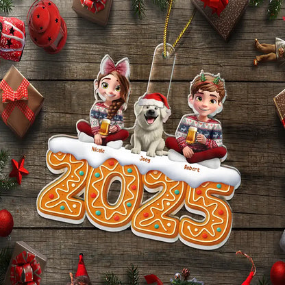 Christmas Gingerbread Family 3D Effect - Personalized Custom Shaped Acrylic Ornament