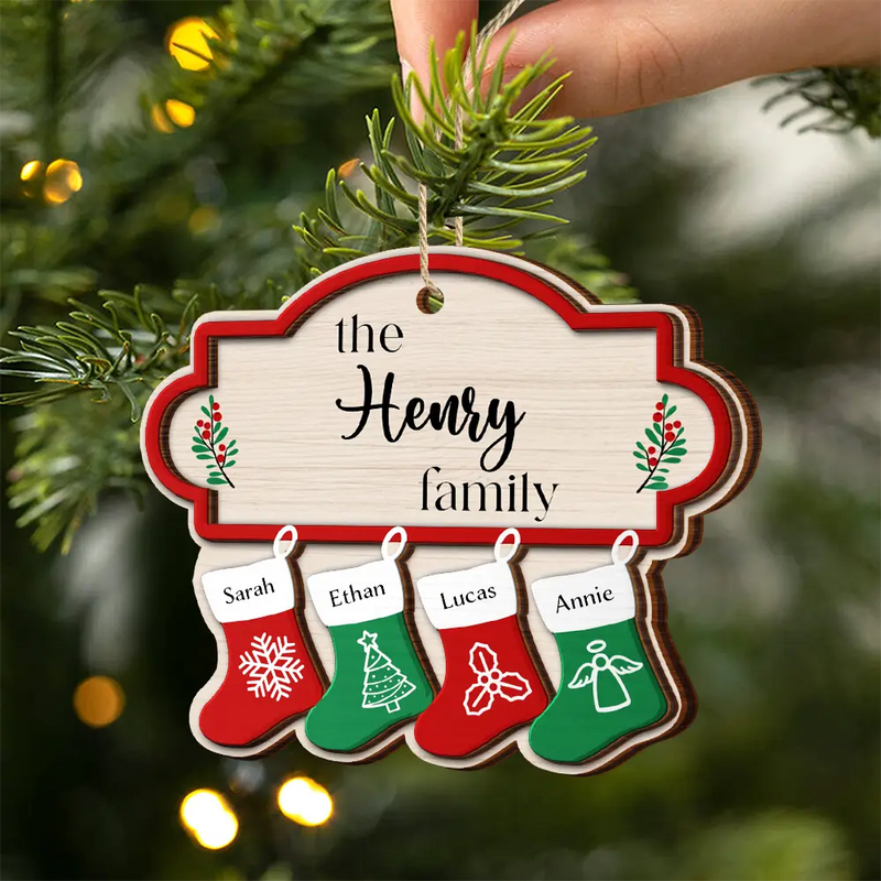 The Family Stockings - Personalized Wooden Ornament