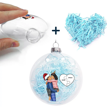The Year I Found My Missing Piece Kissing Couples - Personalized Clear Flat Ball Ornament
