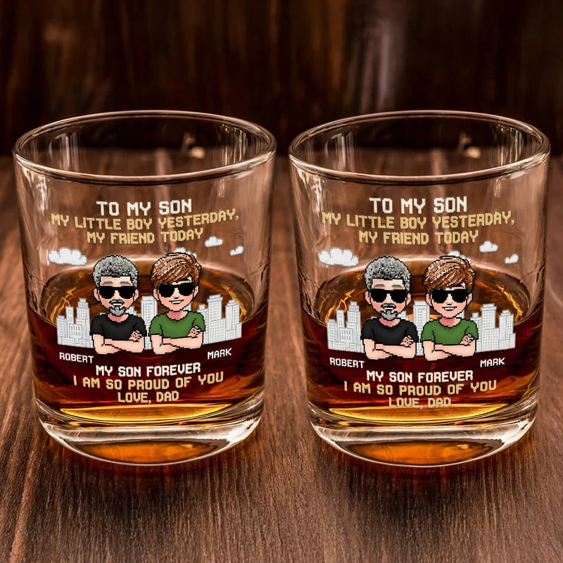 To My Son I Am So Proud Of You - Personalized Whiskey Glass