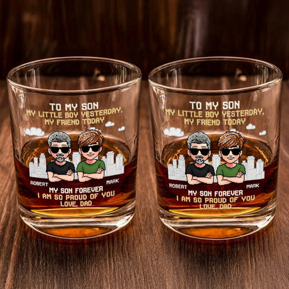 To My Son I Am So Proud Of You - Personalized Whiskey Glass