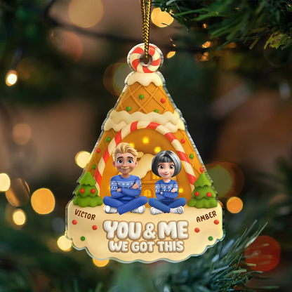 You And Me Waffle Christmas Tree - Personalized Custom Shaped Acrylic Ornament